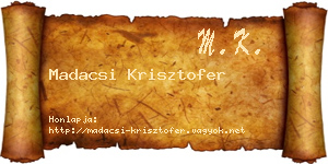 Madacsi Krisztofer névjegykártya
